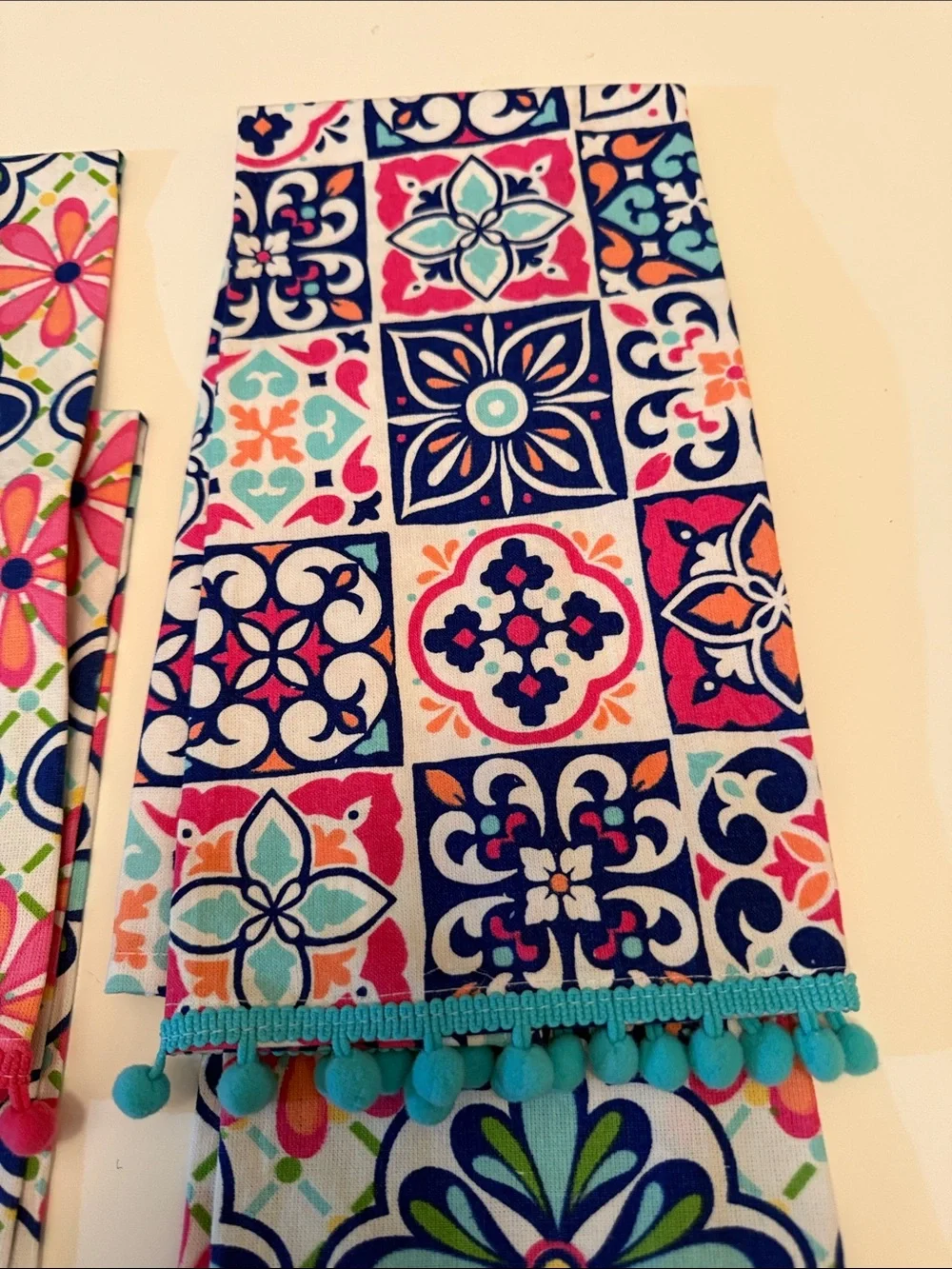 4 Ritz cotton colorful floral tea towels